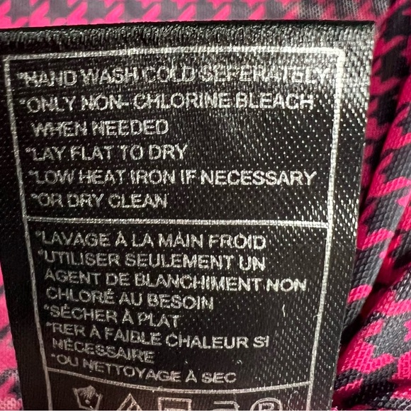 ⭐️ Steve Madden XS Eliza Mesh Top Pink Black Houndstooth Sheer Long Sleeve Shirt - Picture 13 of 14